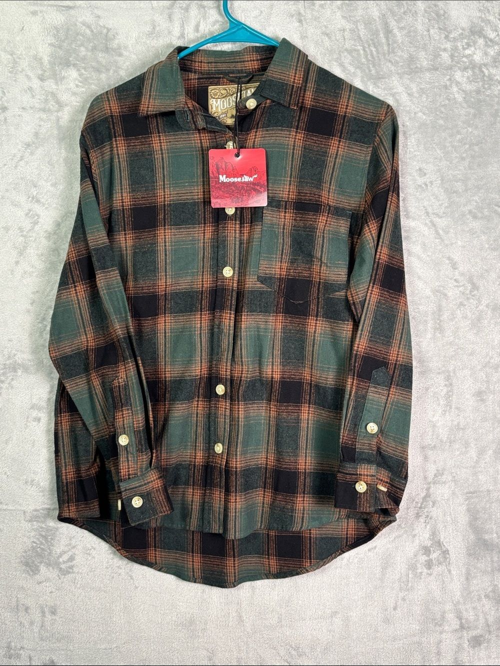 NWT New Moosejaw Brown Green Plaid Flannel Womens Size Small